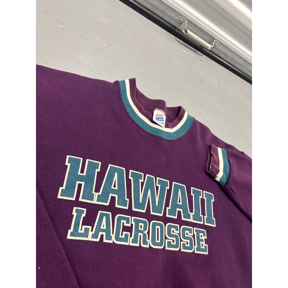 Vintage Jerzees Super Sweats Hawaii Lacrosse Sweatshirt Purple Mens Medium USA